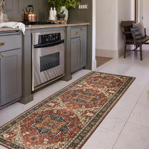 Vista 11 de Moynesa Alfombra ultra fina lavable de 2 x 3 pies, alfombra pequeña de cocina para entrada, interior, antideslizante, tapete vintage para puerta