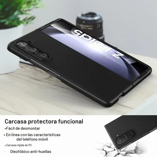 Vista 5 de Foluu Funda Slim Fit para Samsung Galaxy Z Fold 5, con protector de pantalla frontal integrado, cubierta protectora de PC mate ultradelgada