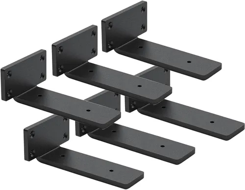 Vista 6 de Paquete de 4 soportes de estante flotantes de 4 pulgadas, soporte de estante oculto de 1/5 pulgadas de grosor, soportes de metal de hierro