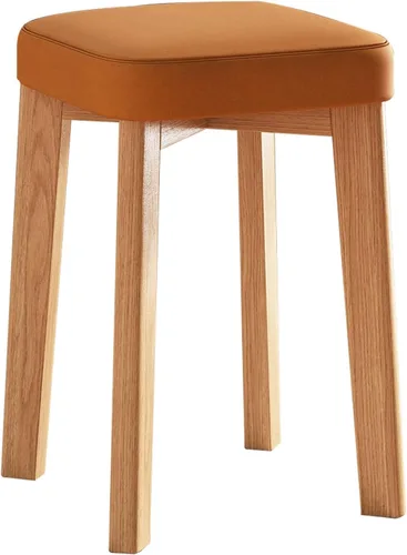 Vista 16 de JKGHK Dining Chairs, Cushioned Backless Bar Kitchen Chairs, Stackable Wooden Nesting Stool, Leather Room Stool, for Home, Office, Dining Room Gris