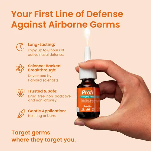 Vista 2 de Profi™ Aerosol Nasal Diario – Ayuda a defenderse contra los gérmenes y alergias en el aire, dura hasta 8 horas, aerosol nasal avanzado para viajes