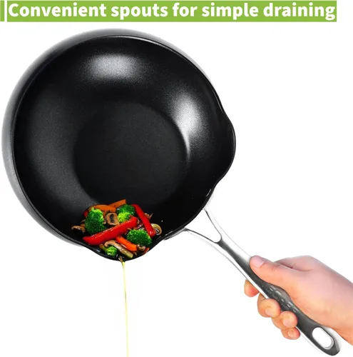 Vista 3 de TECHEF - Goody Pan - Sartén Wok - Sin PFOA, apta para lavavajillas y horno, fabricada en Corea (11 pulgadas)