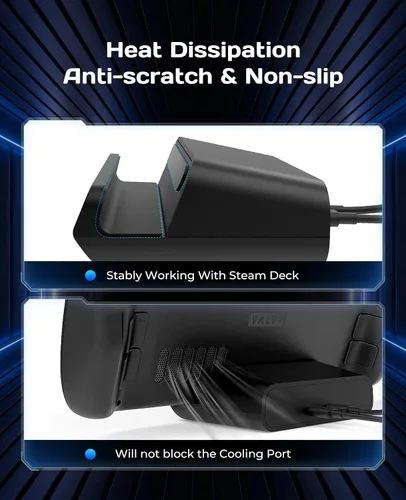 Vista 6 de MEPATEM USB-C Magnetic Charging Dock Stand Base for Steam Deck Console, Charger Docking Station Stand Holder W 90 Angle USB -C Magnetic Cable