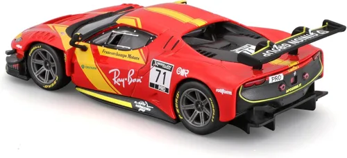 Vista 3 de 1:43 Modelo de coche Ferrari 296 GT3-2022, rojo # 71 aleación coche modelo fundido