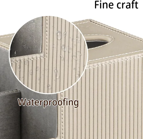 Vista 5 de Funda cuadrada de piel sintética para caja de pañuelos – Soporte multifuncional para caja de pañuelos, cubierta de caja de pañuelos
