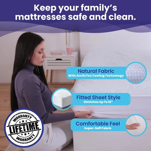 Vista 3 de Slumberfy Protector de colchón refrescante, impermeable, tamaño King, hipoalergénico, silencioso, lavable, 76 x 80 pulgadas