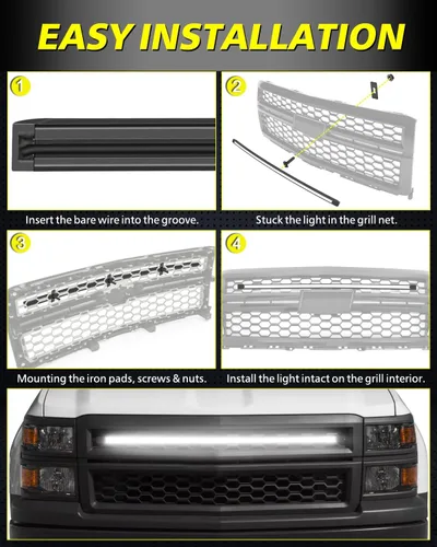 Vista 7 de Kit de luces LED DRL de 36.6 pulgadas para Chevy GM Silverado 2014-2018, accesorios para parrilla delantera, luces de acento de barra de posición