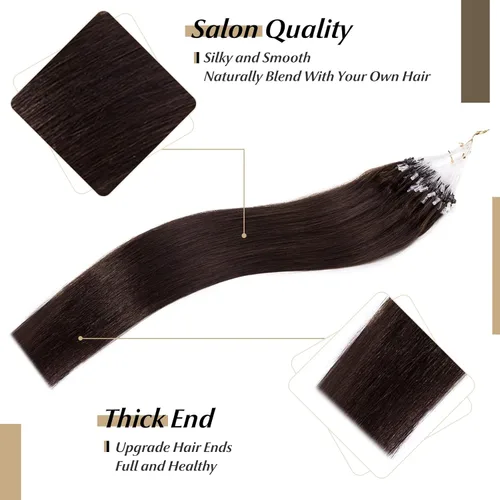 Vista 25 de SEGO Extensiones de cabello humano con micro cuentas, extensiones de cabello humano con micro bucle, lacio, natural, fusión fría, 1.76 oz/paquete