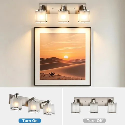 Vista 6 de Accesorios de iluminación de tocador de baño 3 lámparas de pared