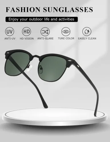 Vista 102 de AEVOGUE Gafas de sol polarizadas para mujeres y hombres semi marco retro gafas de sol AE0369