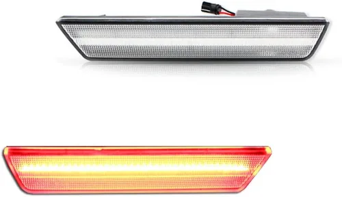 Vista 3 de Juego de 2 lámparas de repuesto para luces de marcador lateral de parachoques trasero rojo con lente transparente para Dodge Challenger 2008-2014