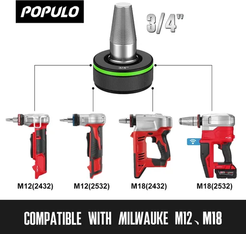 Vista 8 de Populo Expand Tool Head 3/4" Compatible con Milwaukee M12 y M18 Expandir Herramienta
