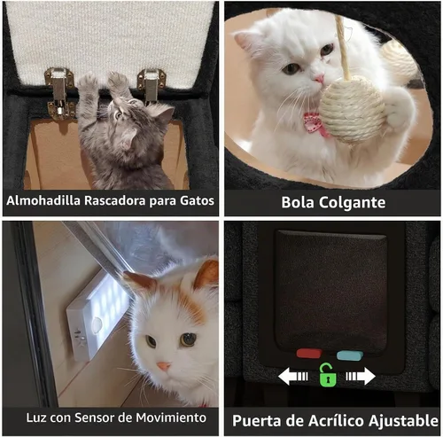Vista 3 de Sofá nube en forma de U de 130 pulgadas con casa para gatos, sofá modular de gran tamaño para sala de estar, cómodo sofá grande de chenilla, juego