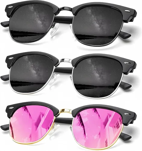 Vista 22 de KALIYADI - Gafas de sol polarizadas para hombres y mujeres unisex, marco semirretráctil, estilo retro, para conducir, con bloqueo UV
