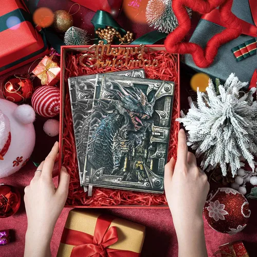Vista 2 de DND - Cuaderno de diario de mazmorras y dragones, diario de cuero en relieve 3D con papel rayado, accesorios DND, regalos DND para mujeres, hombres
