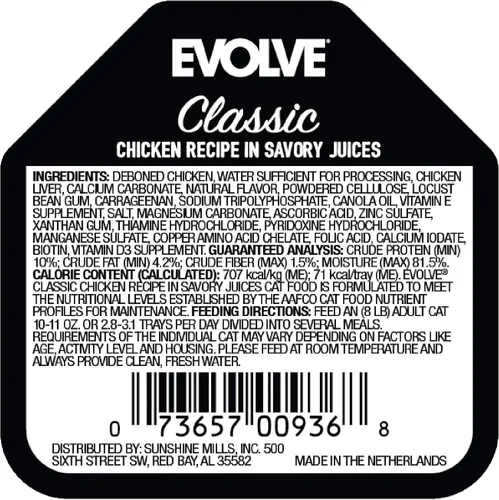 Vista 2 de Evolve Comida clásica hecha a mano con receta de pollo para gatos (paquete de 15)