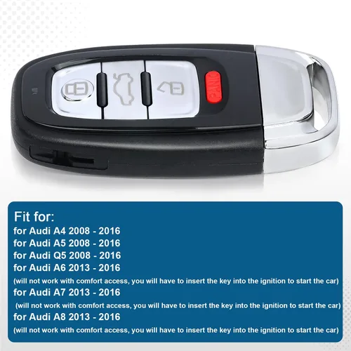 Vista 4 de Keyecu Smart Prox - Llavero remoto de entrada sin llave para Audi A4 A5 Q5 2010 2011 2012 2013 2014 2015 2016 (no funciona con acceso cómodo)