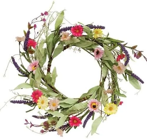Vista 7 de First of a kind Corona de primavera y eucalipto rosa, rubor y blanco (20 pulgadas) – Corona de primavera artificial al aire libre para puerta