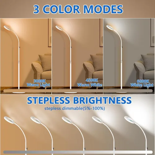 Vista 3 de [Usado] HITTI Lupa de 10 veces con luz y abrazadera, lámpara de pie con lupa manos libres con cuello de cisne flexible, 3 colores regulable