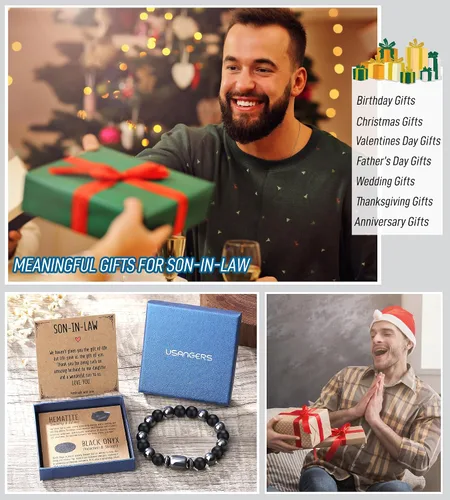 Vista 6 de Pulseras hechas a mano para hombres, regalos geniales para él, novio, marido, papá, hijo, abuelo, nieto, hermano, relleno de calcetines de Navidad