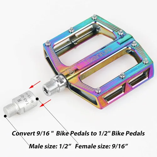 Vista 2 de Hikenture Adaptador de pedal de bicicleta 9/16 "a 1/2" Pedales de bicicleta Acero al molibdeno cromado (par)