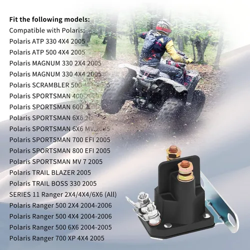 Vista 5 de Relé solenoide de arranque 2410437 compatible con Polaris ATP 330 500 Magnum 330 Scrambler 500 Sportsman 400 600 700 800 Trail Boss 330 2005 Ranger