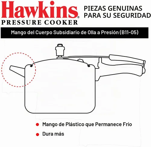 Vista 4 de Hawkins Manija subsidiaria de olla a presión (B11-05) 1 unidad-3,5 litros a 12 litros (excepto Contura)