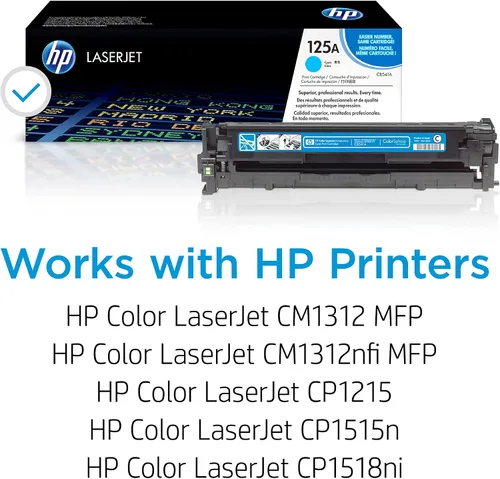 Vista 2 de HP Cartucho de tóner cian original 125A Funciona a color Laserjet CM1312 MFP Series, Color Laserjet CP1215, CP1515, CP1518 Series CB541A
