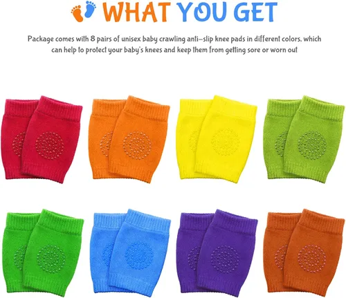 Vista 2 de 8 pares de rodilleras antideslizantes unisex para bebés para aprender a gatear calcetines para bebés