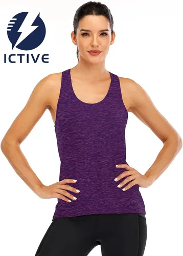 Vista 2 de ICTIVE - Camiseta sin mangas de espalda cruzada con apertura para mujer, ideal para correr, practicar yoga y otros ejercicios