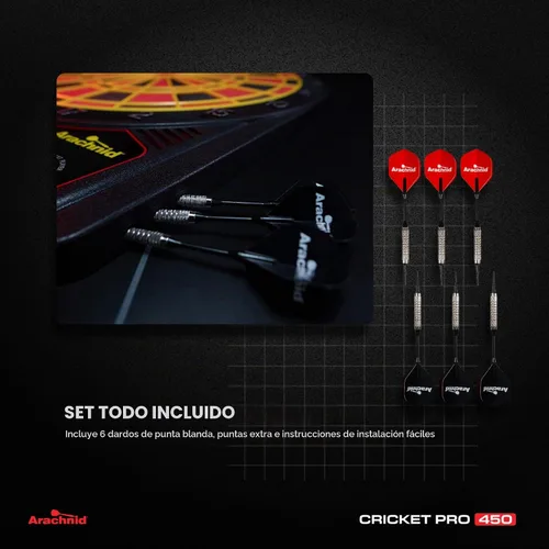 Vista 7 de Arachnid Cricket Pro 450 Electronic Dartboard