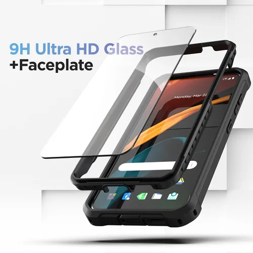 Vista 3 de Falcon Series ENCASED Belt - Funda protectora para Samsung Galaxy S24, con protector de pantalla de vidrio templado y clip de funda (negro)