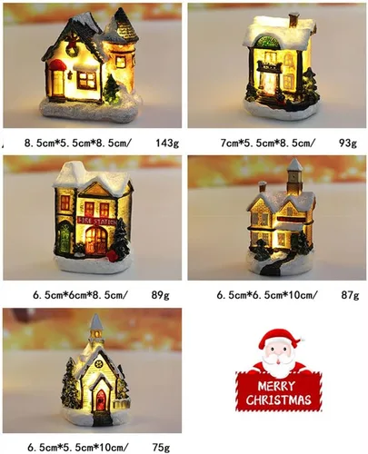 Vista 6 de Ochine Casa con luz de pueblo navideño, decoración navideña con luz LED, material de resina, edificios coleccionables de vacaciones