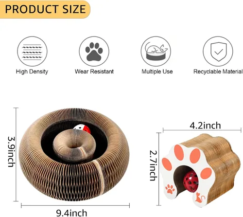 Vista 2 de Juguetes para gatos, órgano mágico tabla de rascador para gatos, juguete de acordeón compacto para gatos, juguetes de almohadilla de rascador