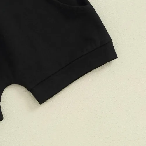Vista 62 de Ropa de bebé niño sin mangas + pantalones cortos con estampado a rayas con bolsillos, 2 piezas de trajes de verano