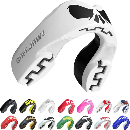Vista 24 de SAFEJAWZ American Flag Mouth Guard, Youth Dual Layer Mouthguard with Case Bandera estadounidense