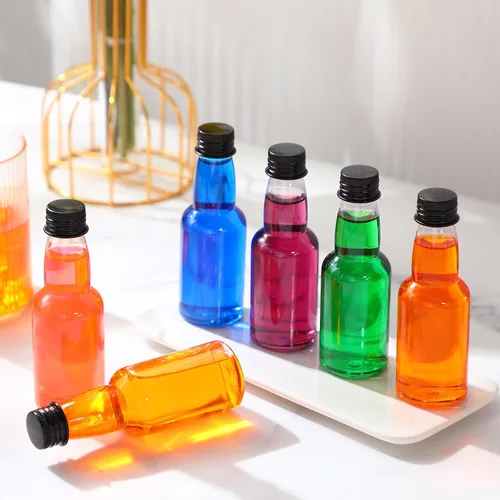 Vista 6 de 120 piezas de mini botellas de licor herméticas, botellas de plástico vacías en miniatura con embudo para tragos de alcohol, ideales para regalos