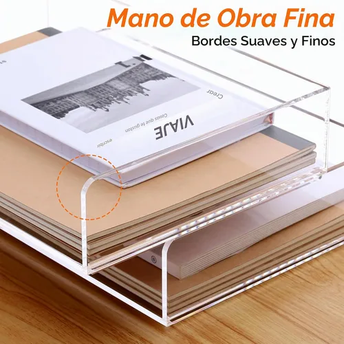 Vista 6 de HeZone - Bandeja organizadora de papel de 2 niveles, organizador