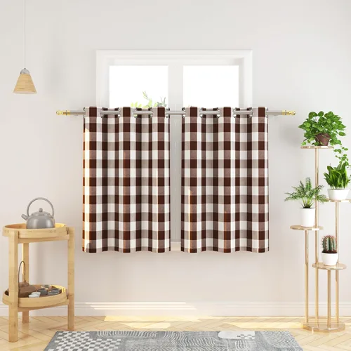 Vista 119 de Cortinas de 24 pulgadas de largo con diseño Buffalo Check Gingham Plaid para ventanas de cocina y baño, tratamiento para ventanas con 2 paneles