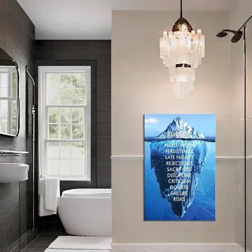 Vista 3 de Arte de Lienzo Inspiracional de Éxito para Pared, Iceberg Azul, Citas de Motivación, Póster Impreso, Obras de Arte para Hogar, Escuela, Oficina