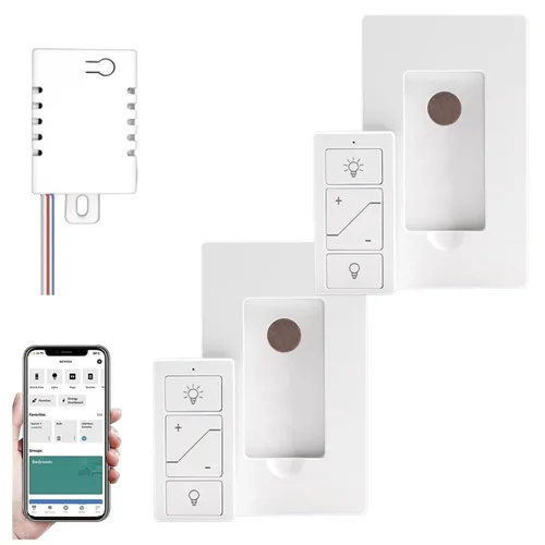 Vista 10 de Nexete Interruptor de luz inteligente inalámbrico, kit de interruptor de atenuación y receptor sin cableado, control remoto inalámbrico, control