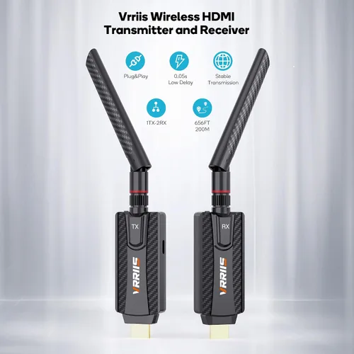 Vista 2 de Transmisor y receptor HDMI inalámbrico, Plug and Play, kit de extensor HDMI inalámbrico 1080P compatible con 2.4 GHz y 5 GHz para transmisión