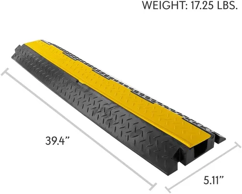 Vista 6 de Pyle Cubierta protectora de cable duradera para rampa, soporta 11000 libras, protección de cable resistente de un solo canal con cubierta superior