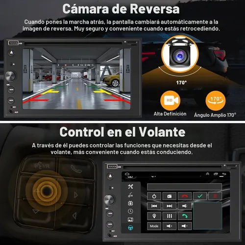 Vista 4 de Adapter-Universe - Estéreo de auto de doble DIN con Carplay y Android Auto, radio de coche de 7 pulgadas con reproductor de CD/DVD compatible