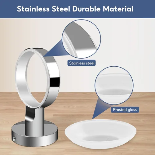 Vista 4 de Jabonera de pared para baño y cocina, acero inoxidable