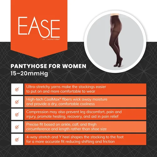 Vista 3 de Pantimedias de apoyo para mujer de Ease Opaque - Medias de compresión larga graduadas (15-20mmHg)
