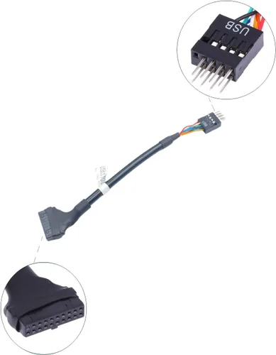 Vista 2 de daier Cable adaptador de placa base USB 3.0 a USB 2.0, cable adaptador de 19 pines USB3.0 hembra a 9 pines USB2.0 conectores macho Cable de placa