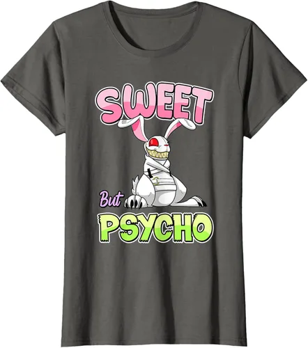 Vista 7 de Sweet But Psycho Shirt Bunny Creepy Gothic Rabbit Funny T-Shirt