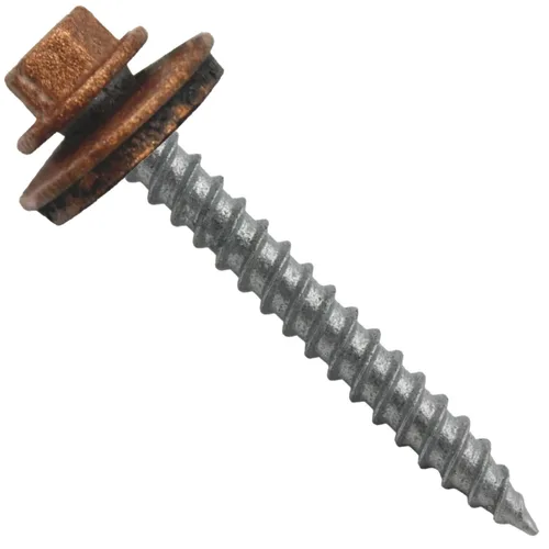 Vista 68 de 12 tornillos para techos de metal gris ABC de 1-1/2 pulgadas, cabezal de arandela hexagonal, arranque automático/roscado, arandela EPDM. 1 bolsa
