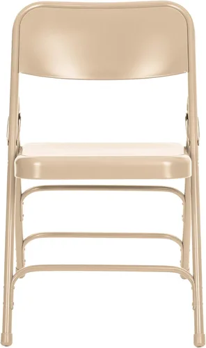 Vista 4 de OEF Furnishings Serie OEF300 Sillas Plegables de Acero Premium de Servicio Pesado, Sillas Comerciales de Metal con Triple Refuerzo y Bisagras Beige